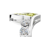 White gold Bezel Set Fancy Yellow Marquise Cut Diamond Split Shank Ring_52