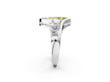 White gold Bezel Set Fancy Yellow Marquise Cut Diamond Split Shank Ring_62
