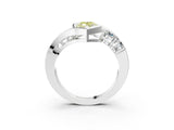 White gold Bezel Set Fancy Yellow Marquise Cut Diamond Split Shank Ring_63