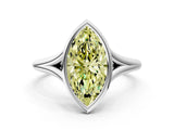 White gold Bezel Set Fancy Yellow Marquise  Cut Solitaire Ring with Tapered Band 1
