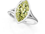 White gold Bezel Set Fancy Yellow Marquise  Cut Solitaire Ring with Tapered Band 2