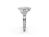 White gold Bezel Set Fancy Yellow Marquise  Diamond Milgrain Pave Engagement Ring_2