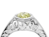 White gold Bezel Set Fancy Yellow Marquise  Diamond Milgrain Pave Engagement Ring_4