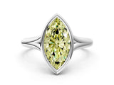 White gold Bezel Set Fancy Yellow Marquise  Solitaire Diamond Ring with Smooth Band 1