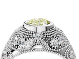 White gold Bezel Set Fancy Yellow Oval Cut Diamond Milgrain Band Ring_4