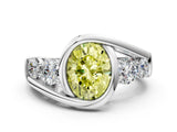 White gold Bezel Set Fancy Yellow Oval Cut Diamond Split Shank Ring_24