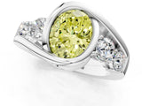 White gold Bezel Set Fancy Yellow Oval Cut Diamond Split Shank Ring_25