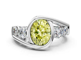 White gold Bezel Set Fancy Yellow Oval Cut Diamond Split Shank Ring_36