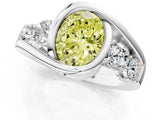 White gold Bezel Set Fancy Yellow Oval Cut Diamond Split Shank Ring_37