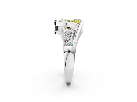 White gold Bezel Set Fancy Yellow Oval Cut Diamond Split Shank Ring_38