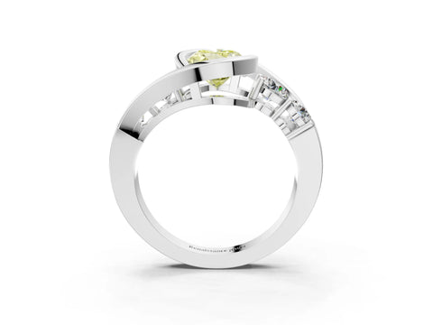 White gold Bezel Set Fancy Yellow Oval Cut Diamond Split Shank Ring_39
