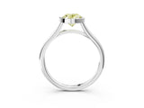 White gold Bezel Set Fancy Yellow Oval  Cut Solitaire Ring with Tapered Band 1