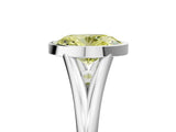 White gold Bezel Set Fancy Yellow Oval  Cut Solitaire Ring with Tapered Band 3
