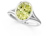 White gold Bezel Set Fancy Yellow Oval  Cut Solitaire Ring with Tapered Band 5