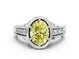 White gold Bezel Set Fancy Yellow Oval  Diamond Milgrain Pave Engagement Ring_33