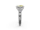 White gold Bezel Set Fancy Yellow Oval  Diamond Milgrain Pave Engagement Ring_35