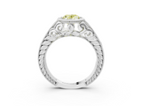 White gold Bezel Set Fancy Yellow Oval  Diamond Milgrain Pave Engagement Ring_36
