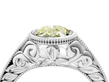 White gold Bezel Set Fancy Yellow Oval  Diamond Milgrain Pave Engagement Ring_37