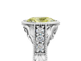 White gold Bezel Set Fancy Yellow Oval  Diamond Milgrain Pave Engagement Ring_38
