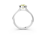 White gold Bezel Set Fancy Yellow Oval  Solitaire Diamond Ring with Smooth Band 3