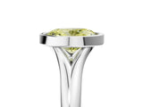 White gold Bezel Set Fancy Yellow Oval  Solitaire Diamond Ring with Smooth Band 5