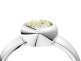 White gold Bezel Set Fancy Yellow Oval  Solitaire Ring with Wide Band 4