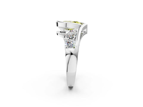 White gold Bezel Set Fancy Yellow Pear Cut Diamond Split Shank Ring_2