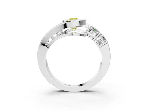 White gold Bezel Set Fancy Yellow Pear Cut Diamond Split Shank Ring_39