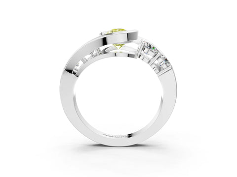 White gold Bezel Set Fancy Yellow Pear Cut Diamond Split Shank Ring_3