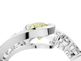 White gold Bezel Set Fancy Yellow Pear Cut Diamond Split Shank Ring_50