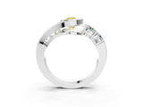 White gold Bezel Set Fancy Yellow Pear Cut Diamond Split Shank Ring_51