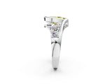 White gold Bezel Set Fancy Yellow Pear Cut Diamond Split Shank Ring_63