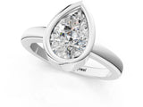 White gold Bezel Set Fancy Yellow Pear Cut Solitaire Engagement Ring with Classic Band_1