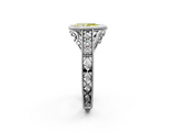 White gold Bezel Set Fancy Yellow Pear  Diamond Milgrain Pave Engagement Ring_35