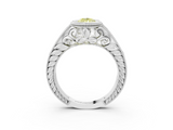 White gold Bezel Set Fancy Yellow Pear  Diamond Milgrain Pave Engagement Ring_37