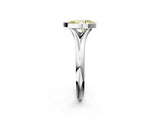 White gold Bezel Set Fancy Yellow Pear  Solitaire Diamond Ring with Smooth Band 3