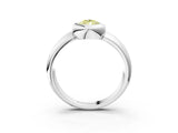 White gold Bezel Set Fancy Yellow Pear  Solitaire Ring with Wide Band 4