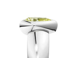 White gold Bezel Set Fancy Yellow Pear  Solitaire Ring with Wide Band