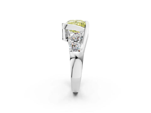 White gold Bezel Set Fancy Yellow Princess Cut Diamond Split Shank Ring_2