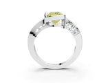 White gold Bezel Set Fancy Yellow Princess Cut Diamond Split Shank Ring_39