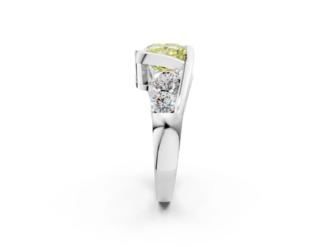 White gold Bezel Set Fancy Yellow Princess Cut Diamond Split Shank Ring_50
