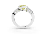 White gold Bezel Set Fancy Yellow Princess Cut Diamond Split Shank Ring_51