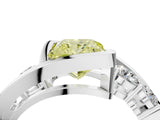 White gold Bezel Set Fancy Yellow Princess Cut Diamond Split Shank Ring_64