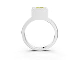 White gold Bezel Set Fancy Yellow Princess Cut Solitaire Engagement Ring with Classic Band_3