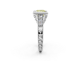 White gold Bezel Set Fancy Yellow Princess  Diamond Milgrain Pave Engagement Ring_2