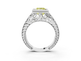 White gold Bezel Set Fancy Yellow Princess  Diamond Milgrain Pave Engagement Ring_3