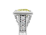 White gold Bezel Set Fancy Yellow Princess  Diamond Milgrain Pave Engagement Ring_5