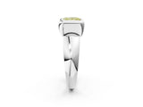 White gold Bezel Set Fancy Yellow Princess  Solitaire Ring with Wide Band 2