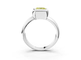 White gold Bezel Set Fancy Yellow Princess  Solitaire Ring with Wide Band 3
