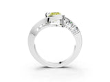 White gold Bezel Set Fancy Yellow Radiant Cut Diamond Split Shank Ring_49